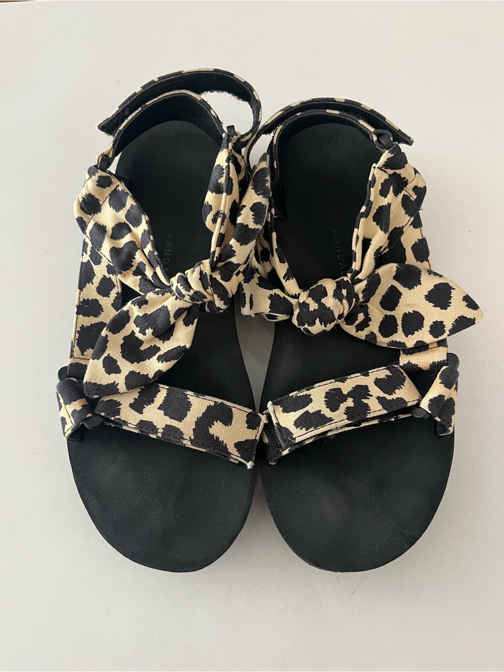 Loeffler Randall Leopard Print Knot Strap Sandals